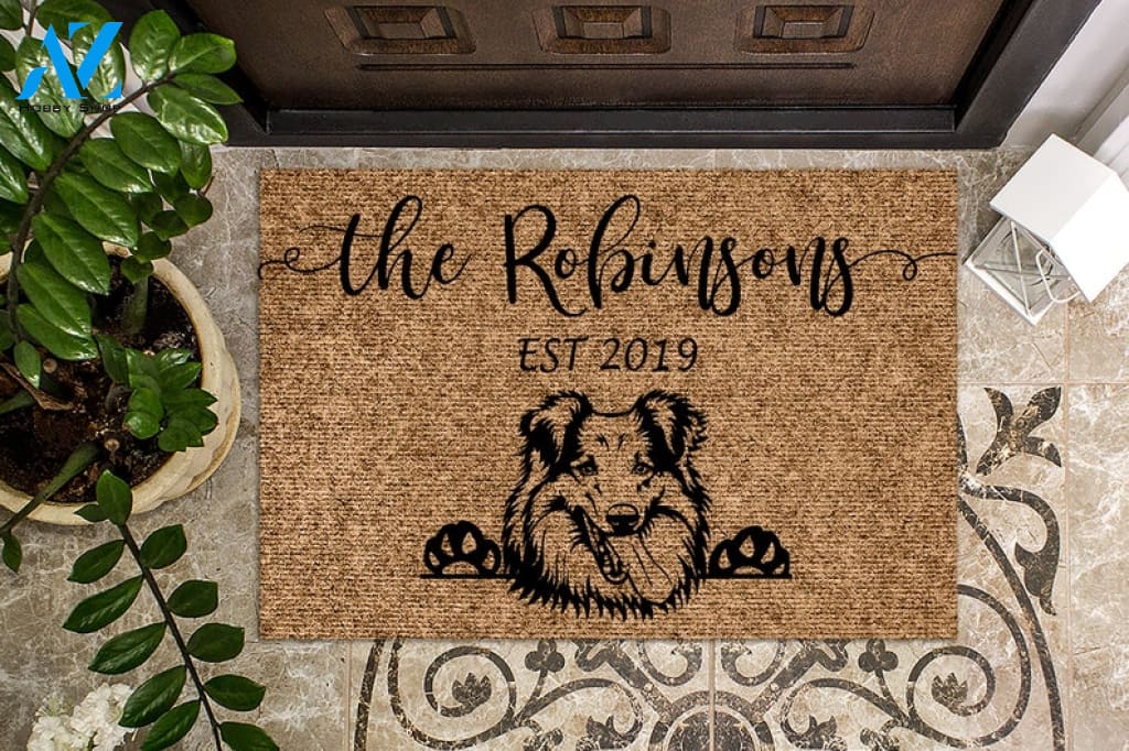 Shetland Sheepdog Door Mat Personalized Doormat Custom Doormat Welcome Mat Last Name Door Mat Dog