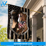 Shield painting, Brown horse, Animal drawing, US flag - Jesus Flag