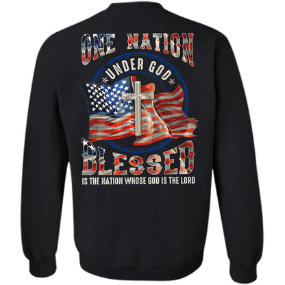 US Flag, One nation under God Jesus Back-printed Apparel
