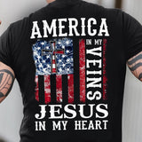 America in my veins, Jesus in my heart - Jesus Back-printed Apparel