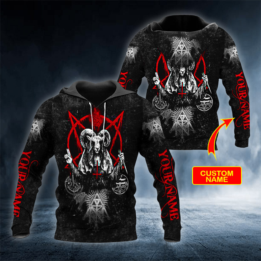 Mendes Goat Sigil Of Baphomet Skull Personalized 3D All Over Printed Unisex Hoodie US Size