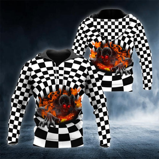 Ghost Fire Inside Skull 3D All Over Printed US Unisex Size Hoodie