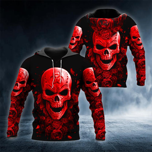 Ghost Rose Blood Skull 3D All Over Printed US Unisex Size Hoodie