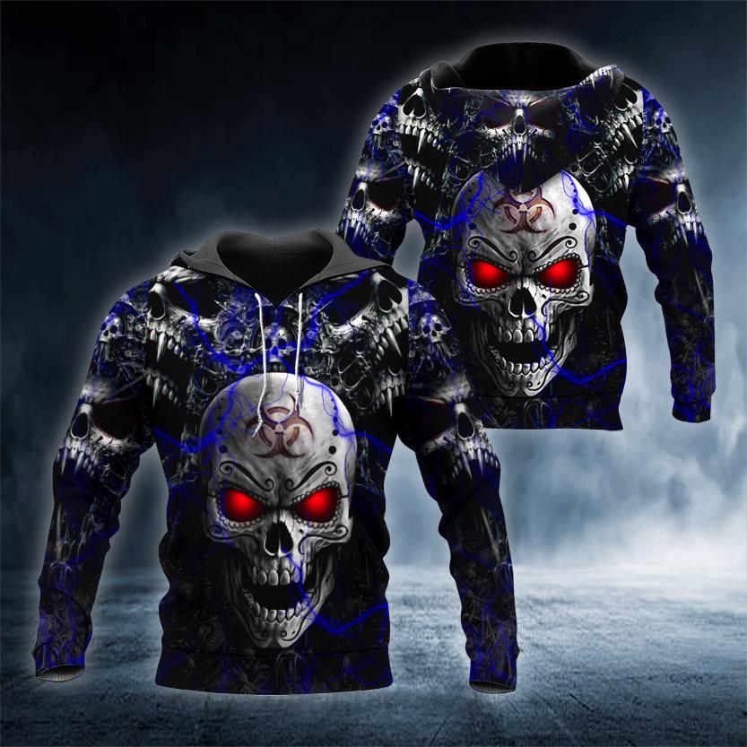 Lightning Hunter Skull 3D All Over Printed US Unisex Size Hoodie