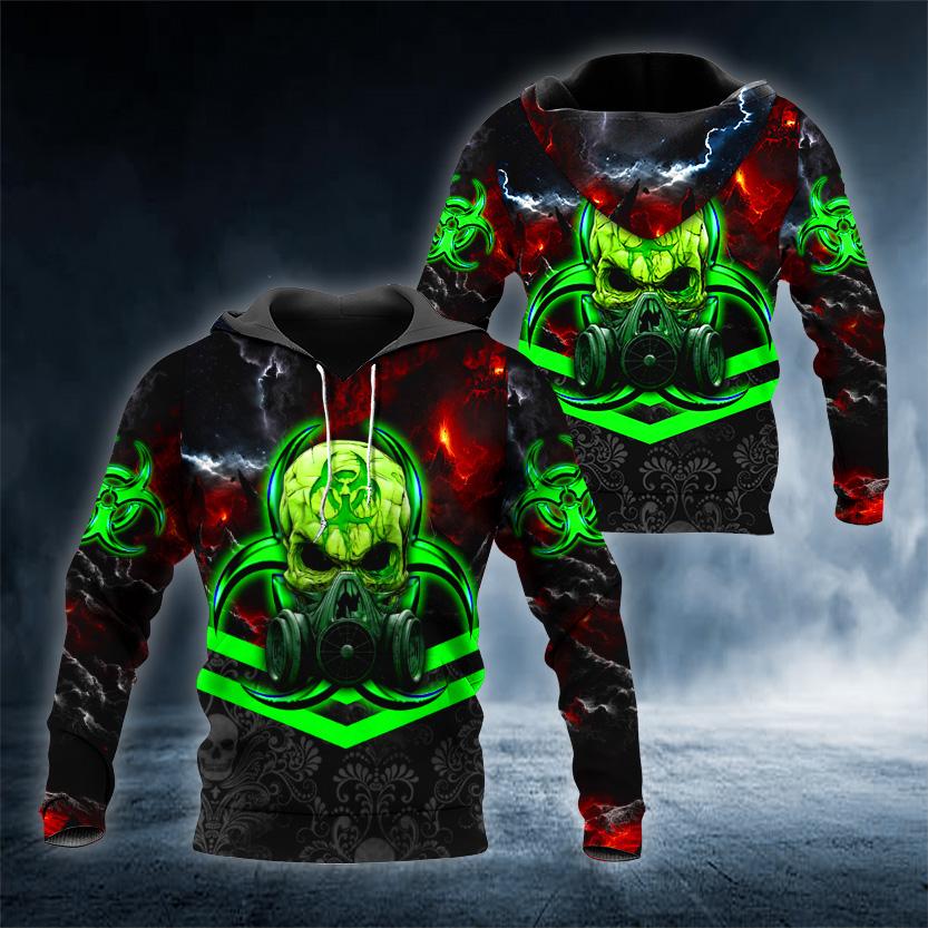 Ghost Hunter Blue Skull 3D All Over Printed US Unisex Size Hoodie