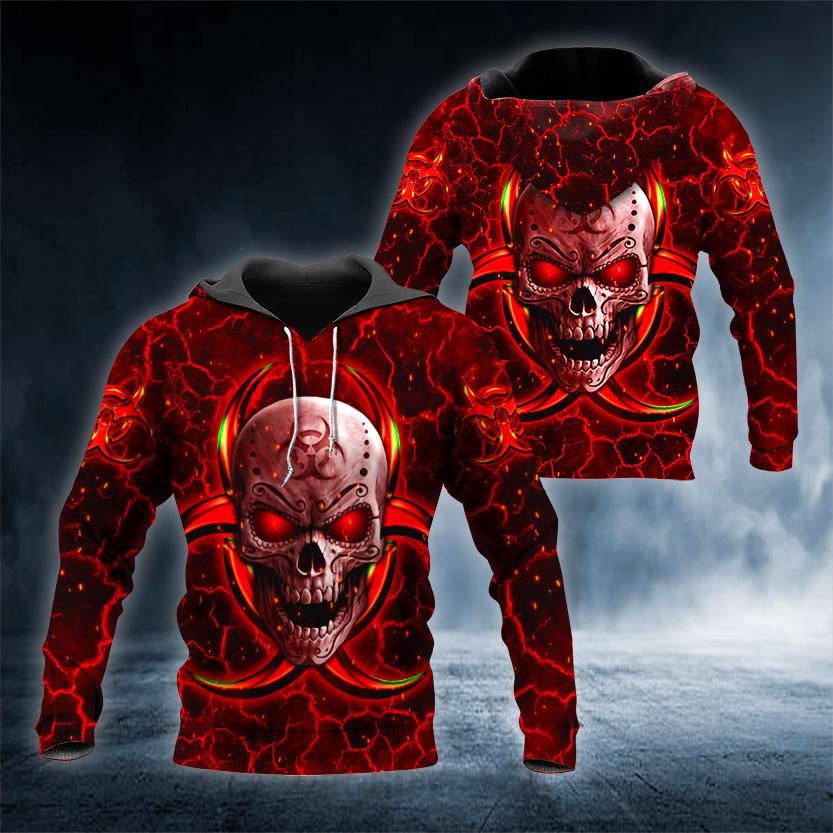 Lightning Ghost Red Skull 3D All Over Printed US Unisex Size Hoodie