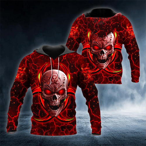 Lightning Ghost Red Skull 3D All Over Printed US Unisex Size Hoodie