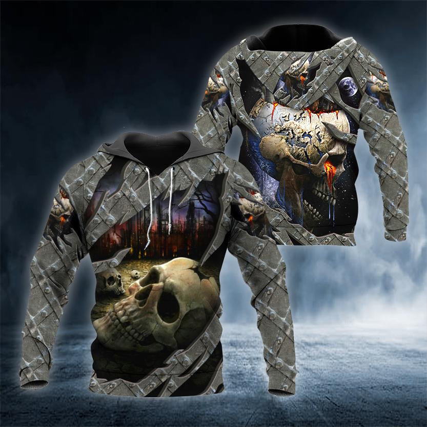 Head Ghost Inside Skull 3D All Over Printed US Unisex Size Hoodie