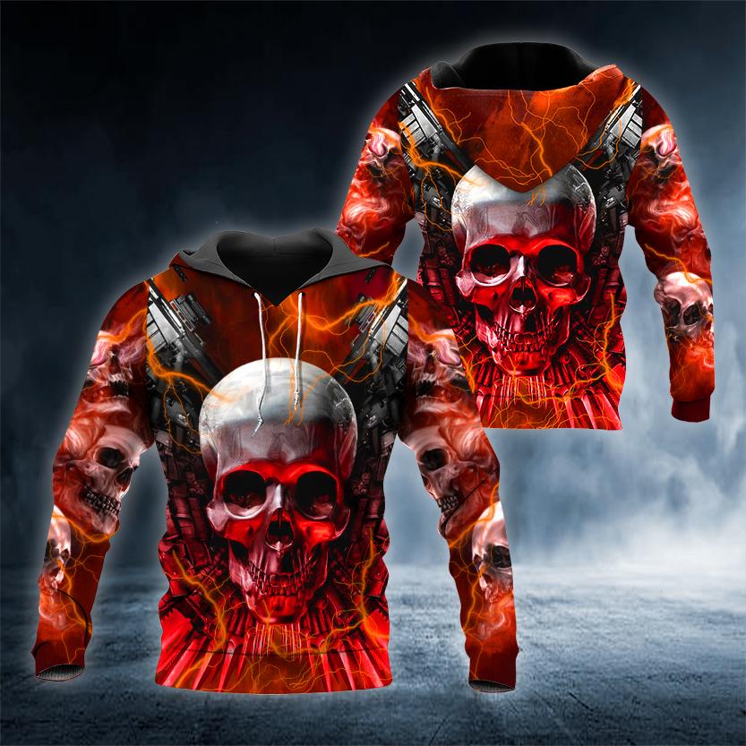 Red Blood Ghost Skull 3D All Over Printed US Unisex Size Hoodie