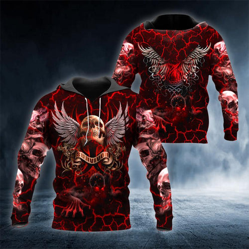 Ghost Fly Skull 3D All Over Printed US Unisex Size Hoodie