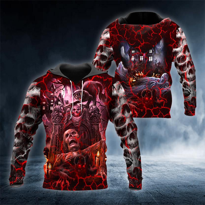 Throne Blood Hunter Skull 3D All Over Printed US Unisex Size Hoodie