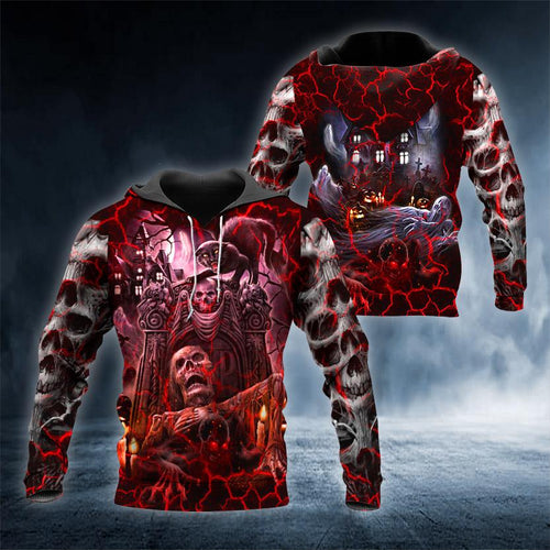 Throne Blood Hunter Skull 3D All Over Printed US Unisex Size Hoodie