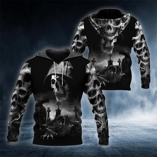 Dark Hunter Skull 3D All Over Printed US Unisex Size Hoodie