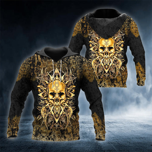 Gold Tentacle Skull Tattoo 3D All Over Printed Unisex Hoodie US Size
