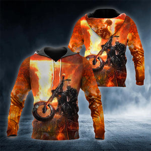 Ghost Biker Hunter Skull 3D All Over Printed US Unisex Size Hoodie