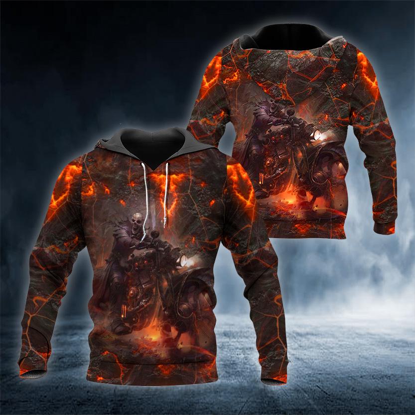 Lavarock Ghost Biker Skull 3D All Over Printed US Unisex Size Hoodie