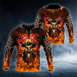 Ghost Fire Biker Skull 3D All Over Printed US Unisex Size Hoodie