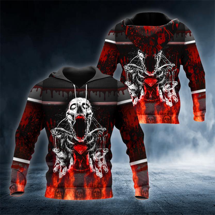 Blood Ghost Skull 3D All Over Printed US Unisex Size Hoodie