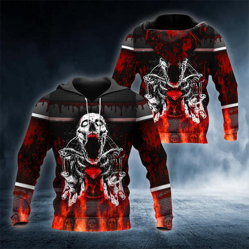 Blood Ghost Skull 3D All Over Printed US Unisex Size Hoodie