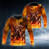 Ghost Fire Hunter Biker Skull 3D All Over Printed US Unisex Size Hoodie