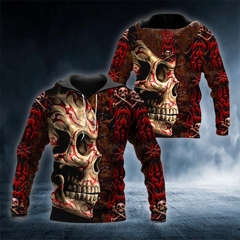 Skeleton Blood Skull 3D All Over Printed US Unisex Size Hoodie