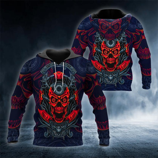 Red Ghost Blood Skull 3D All Over Printed US Unisex Size Hoodie