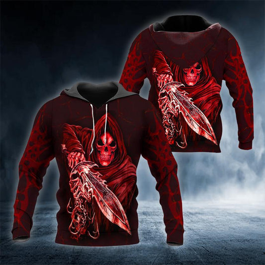 Blood Hunter Skull 3D All Over Printed US Unisex Size Hoodie