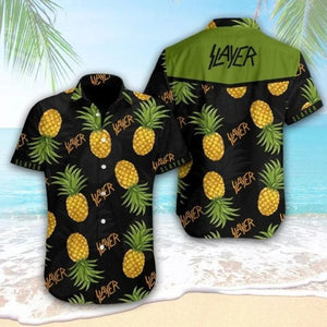 Slayer ,Slayer Music Band Summer Fan Gift Hawaiian Graphic Print Short Sleeve 