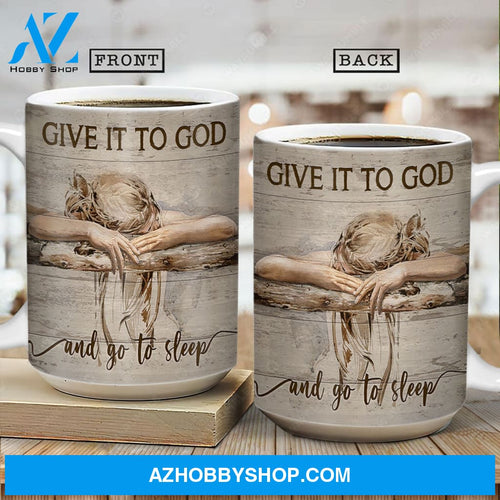 Sleeping girl, Give it to God and go to sleep - Jesus AOP Mug