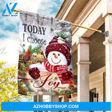 Snowman drawing, Cardinal couple, Christmas decoration, Today I choose joy - Jesus Flag