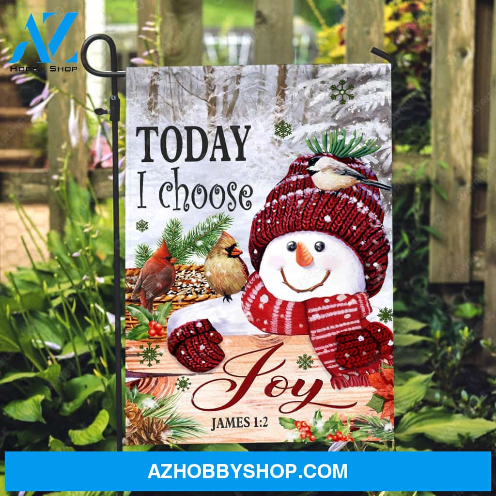 Snowman drawing, Cardinal couple, Christmas decoration, Today I choose joy - Jesus Flag