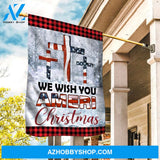 Snowy forest, American flag, Christmas decoration, We wish you Ameri Christmas - Jesus Flag