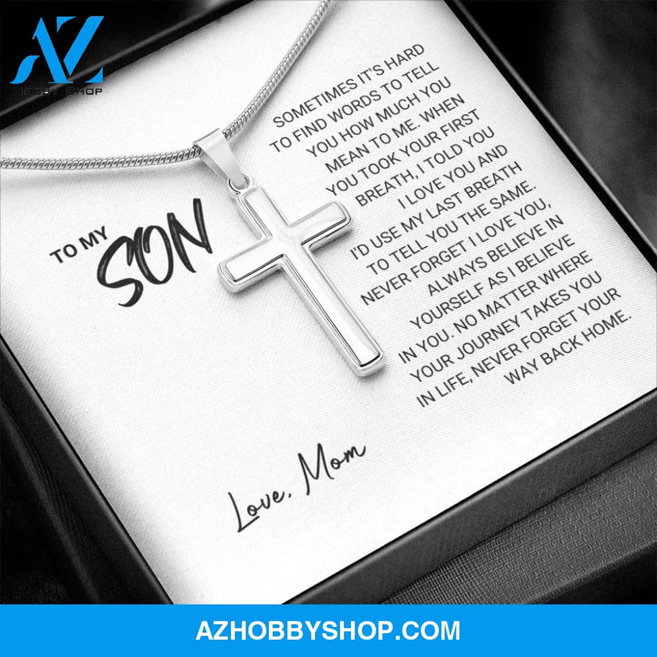 Son - Never Forget - Artisan Cross Silver Necklace
