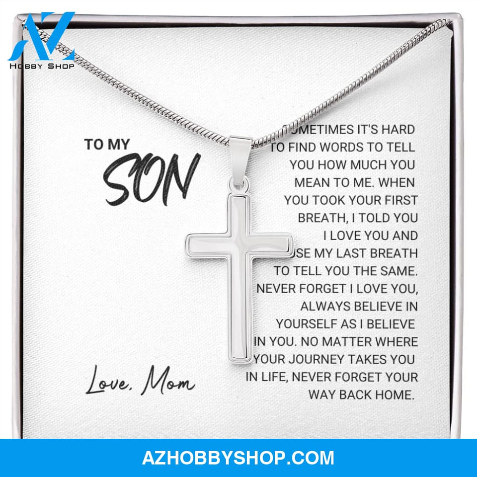 Son - Never Forget - Artisan Cross Silver Necklace