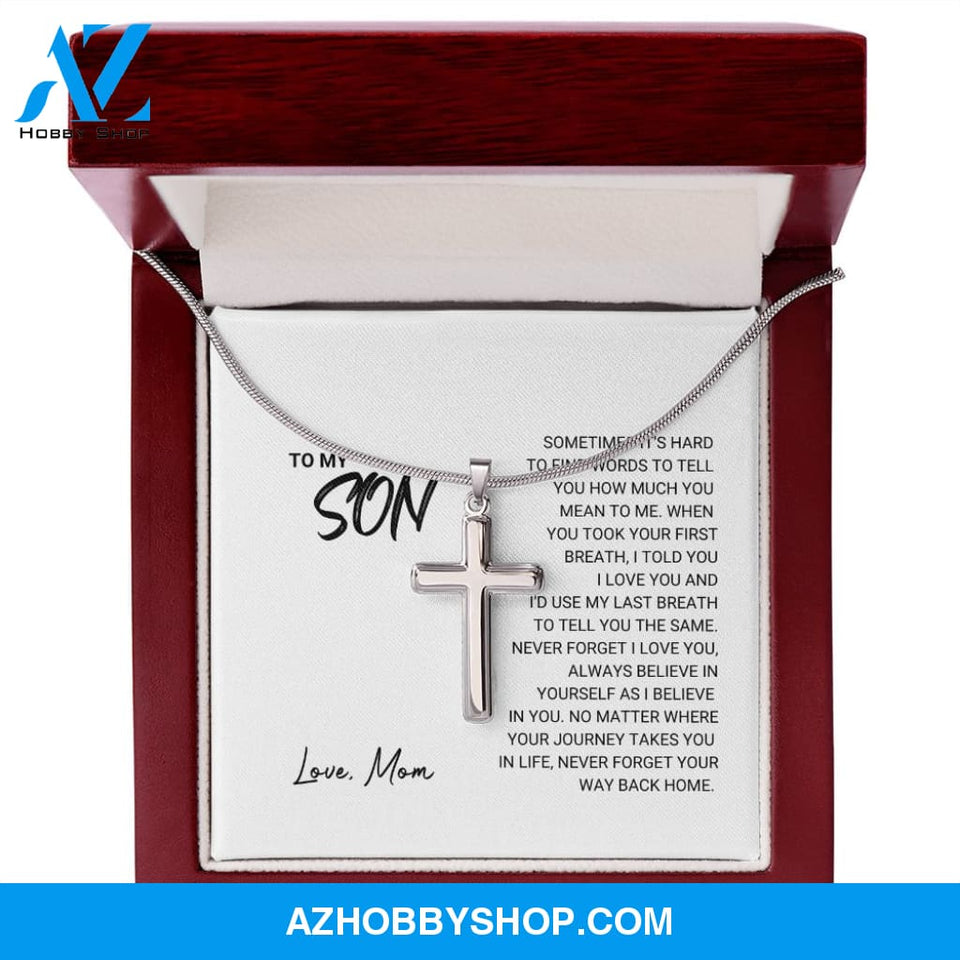 Son - Never Forget - Artisan Cross Silver Necklace