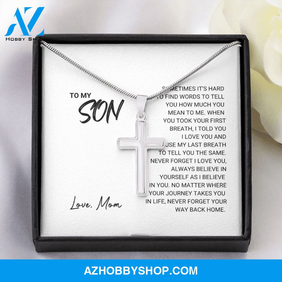 Son - Never Forget - Artisan Cross Silver Necklace