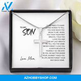 Son - Never Forget - Artisan Cross Silver Necklace