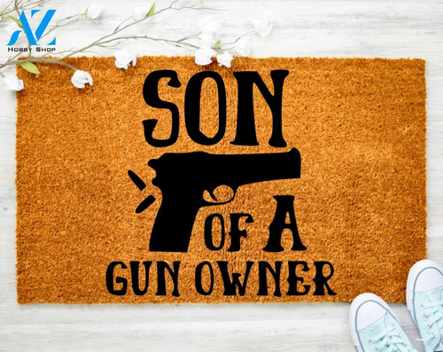 Son of a gun owner Doormat Gun Western Doormat Family DoormatPorch Decor Housewarming DoormatCoir doormat