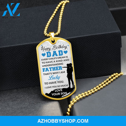 Son To DAD Happy Birthday - Graphical Dog Tag & Ball chain (steel)