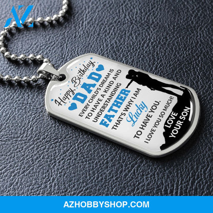 Son To DAD Happy Birthday - Graphical Dog Tag & Ball chain (steel)