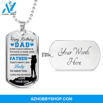 Son To DAD Happy Birthday - Graphical Dog Tag & Ball chain (steel)