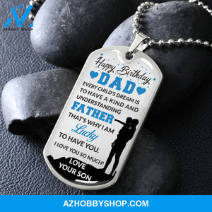 Son To DAD Happy Birthday - Graphical Dog Tag & Ball chain (steel)