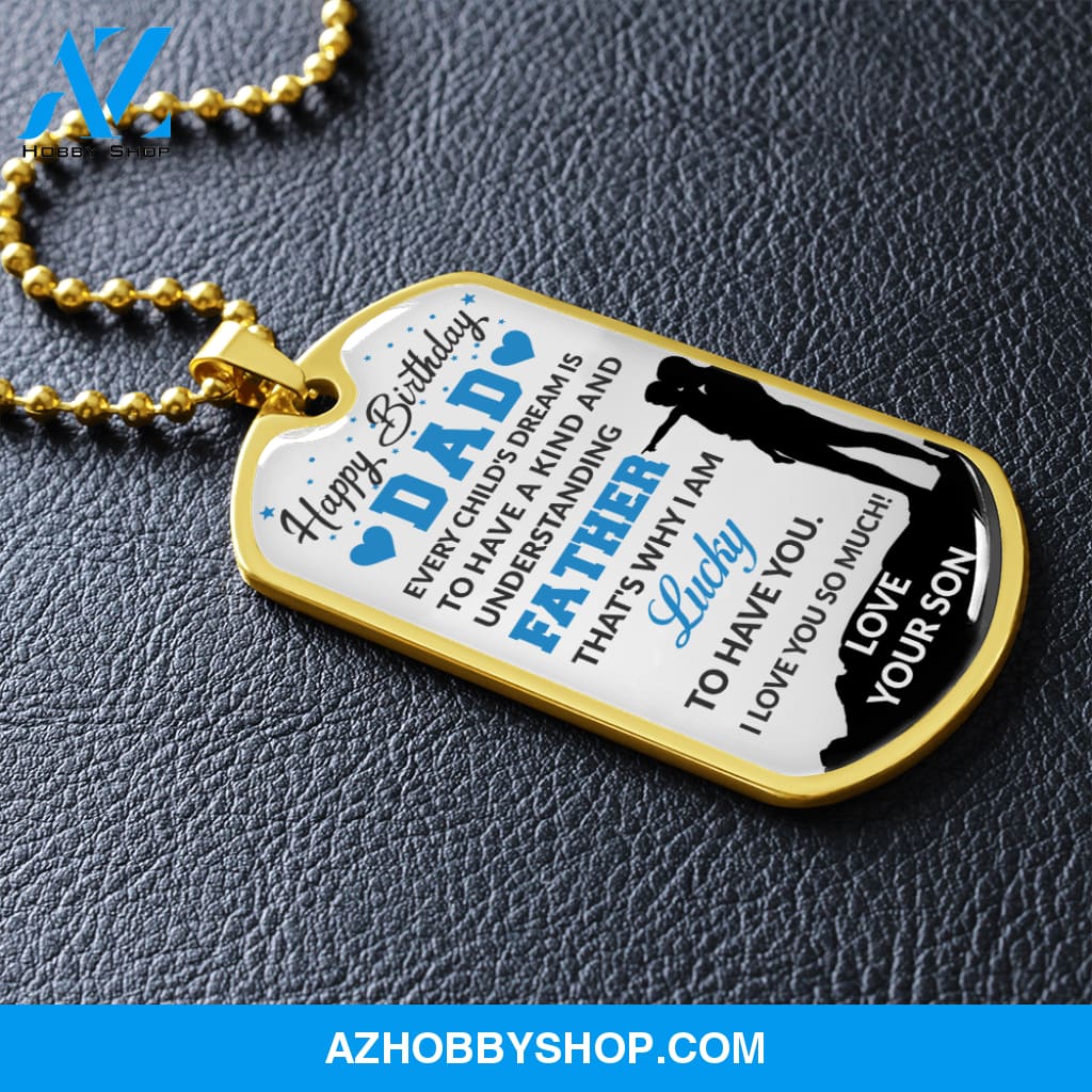 Son To DAD Happy Birthday - Graphical Dog Tag & Ball chain (steel)