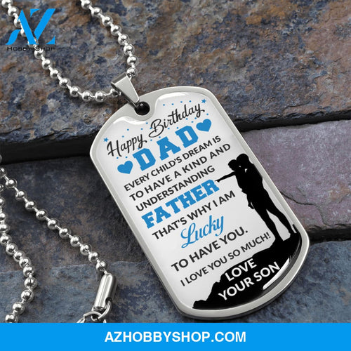 Son To DAD Happy Birthday - Graphical Dog Tag & Ball chain (steel)
