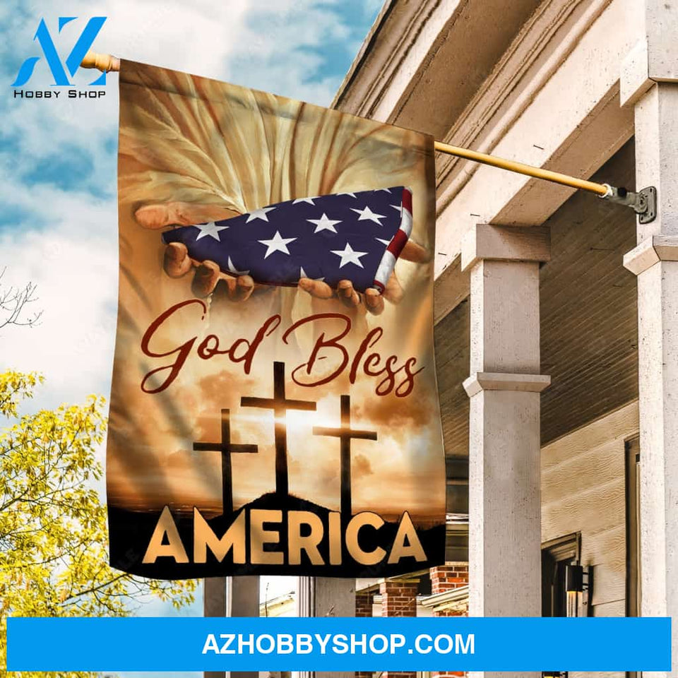 Special gift, US flag painting, Cross symbol, God bless America - Jesus Flag