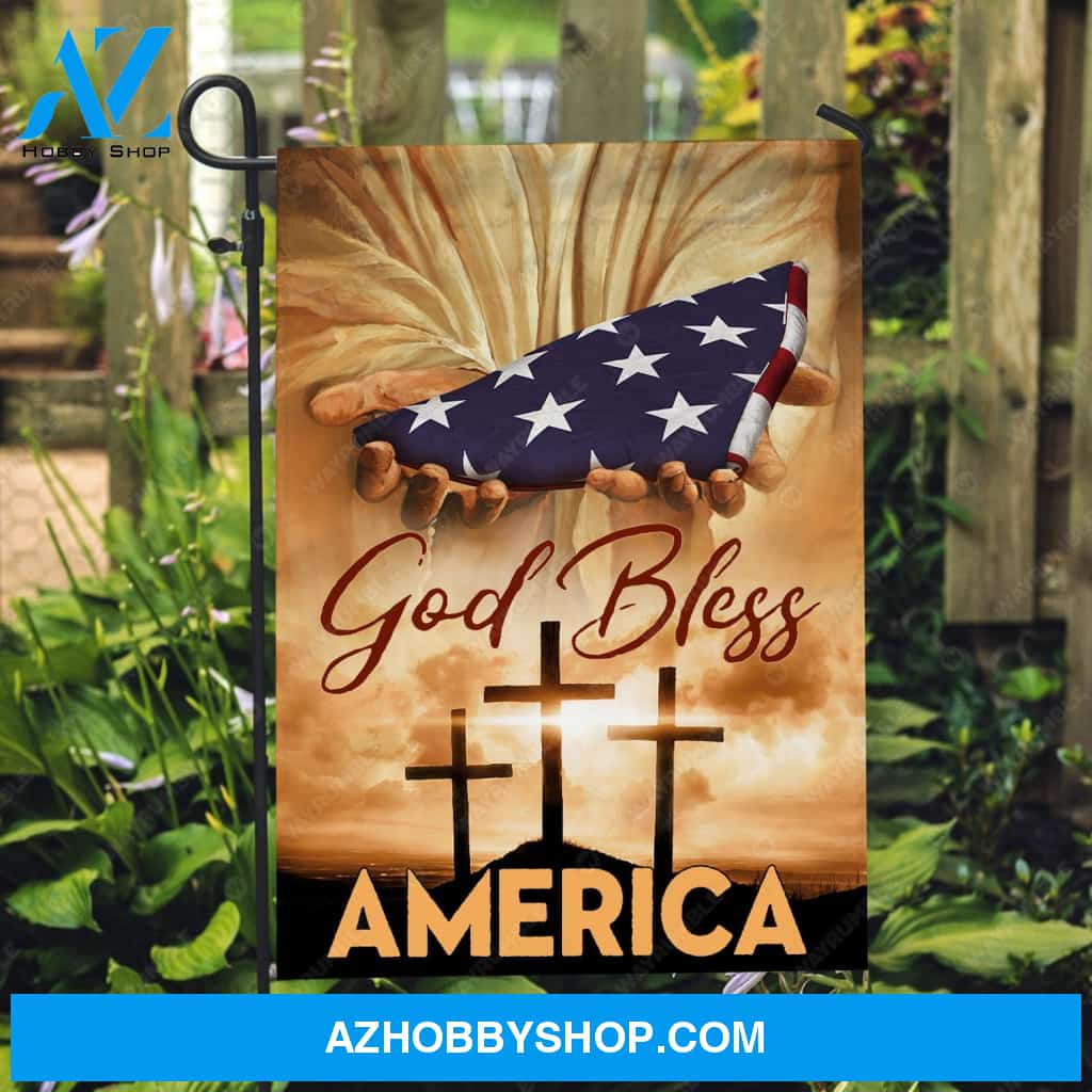 Special gift, US flag painting, Cross symbol, God bless America - Jesus Flag