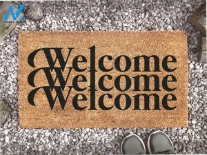 Stacked Retro Welcome Doormat - Welcome Door Mat - New Home Gift - Front Door Decor