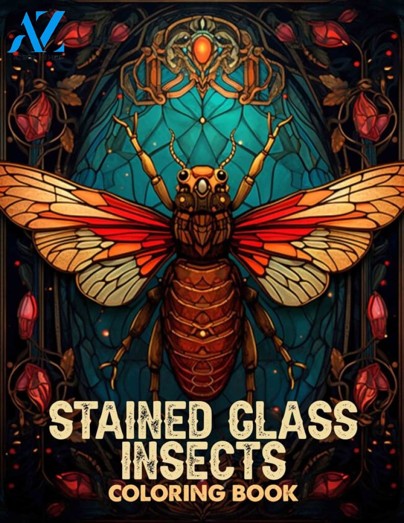 Stained Glass Insects 30 Pages Printable Coloring Book