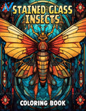 Stained Glass Insects 30 Pages Printable Coloring Book