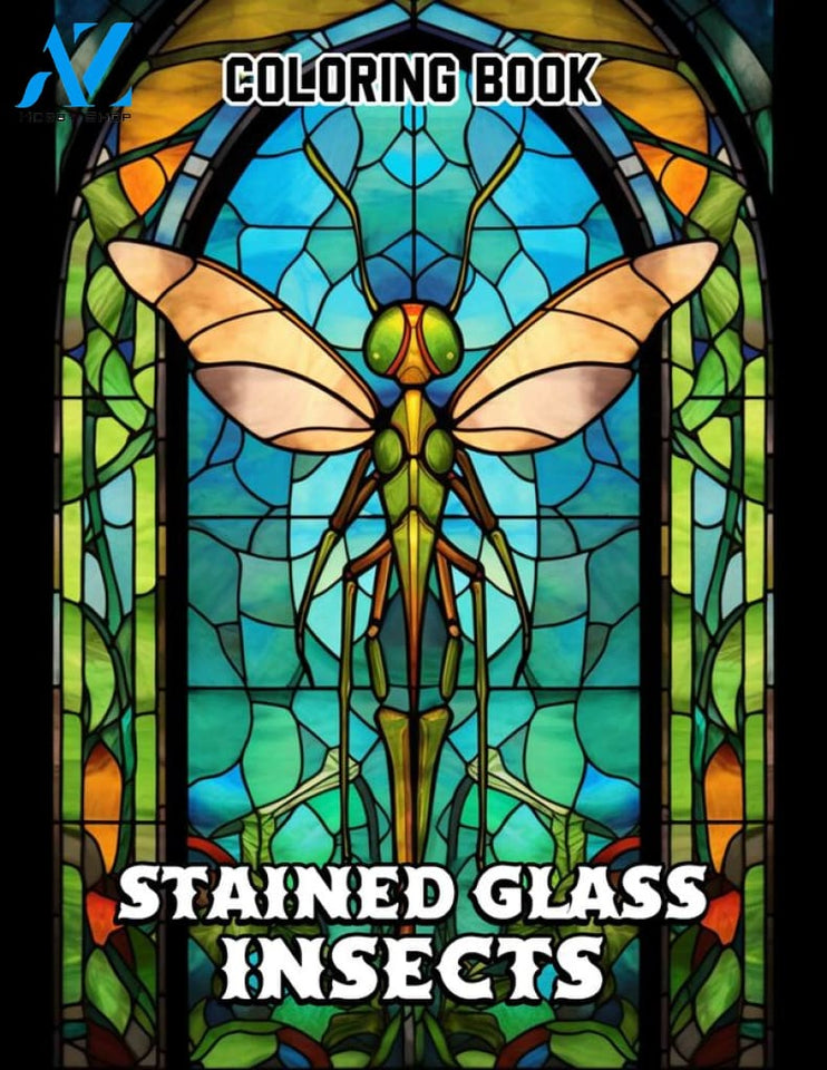 Stained Glass Insects 30 Pages Printable Coloring Book